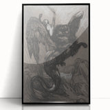 Gothic Wall Art - Dark Mythical Creature in Vintage Gothic Fantasy Print