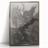 Gothic Wall Art - Dark Mythical Creature in Vintage Gothic Fantasy Print