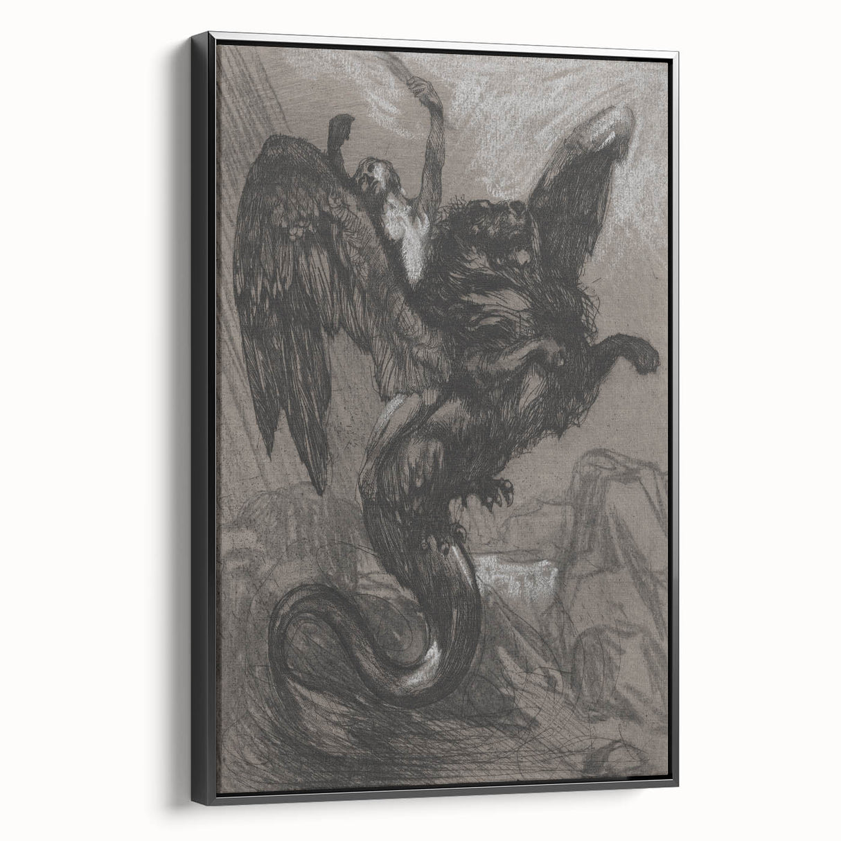 Gothic Wall Art - Dark Mythical Creature in Vintage Gothic Fantasy Print