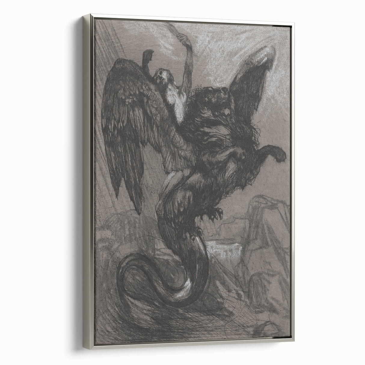 Gothic Wall Art - Dark Mythical Creature in Vintage Gothic Fantasy Print
