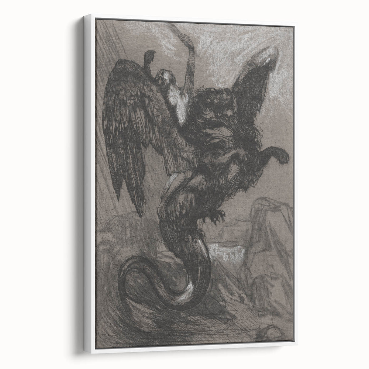 Gothic Wall Art - Dark Mythical Creature in Vintage Gothic Fantasy Print