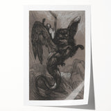 Gothic Wall Art - Dark Mythical Creature in Vintage Gothic Fantasy Print