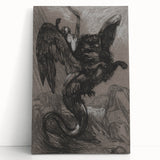 Gothic Wall Art - Dark Mythical Creature in Vintage Gothic Fantasy Print