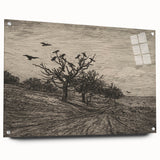 Gothic Artworks - Crows in Barren Landscape for Dark Decor Style