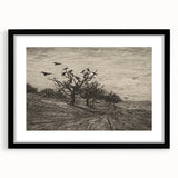 Gothic Artworks - Crows in Barren Landscape for Dark Decor Style