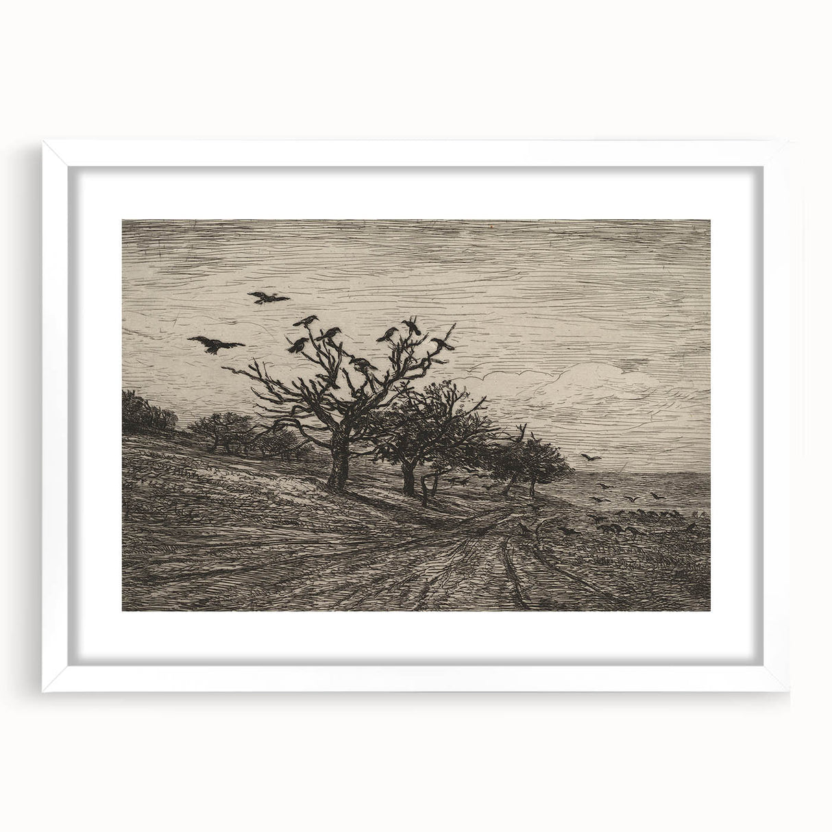 Gothic Artworks - Crows in Barren Landscape for Dark Decor Style