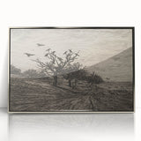 Gothic Artworks - Crows in Barren Landscape for Dark Decor Style