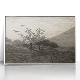 Gothic Artworks - Crows in Barren Landscape for Dark Decor Style