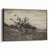 Gothic Artworks - Crows in Barren Landscape for Dark Decor Style