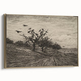 Gothic Artworks - Crows in Barren Landscape for Dark Decor Style