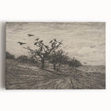 Gothic Artworks - Crows in Barren Landscape for Dark Decor Style