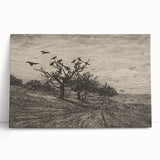 Gothic Artworks - Crows in Barren Landscape for Dark Decor Style