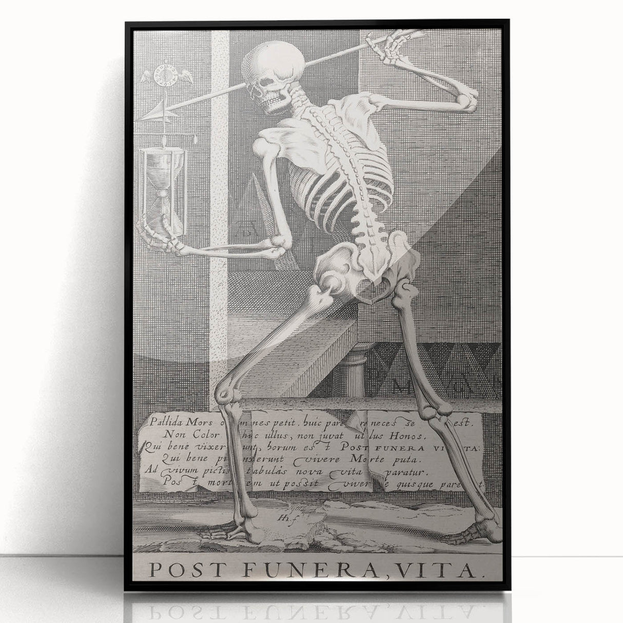 Skeleton with Hourglass - Gothic Memento Mori Art Print