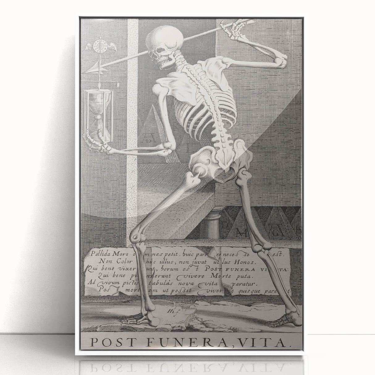 Skeleton with Hourglass - Gothic Memento Mori Art Print