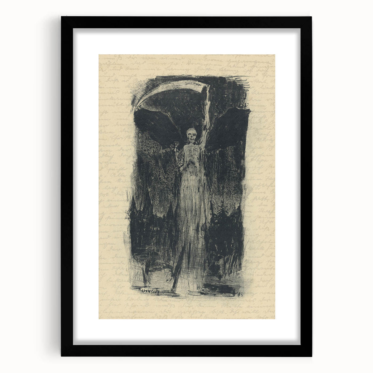 Mysterious Gothic Artworks – Vintage Gothic Print of Grim Reaper Figure