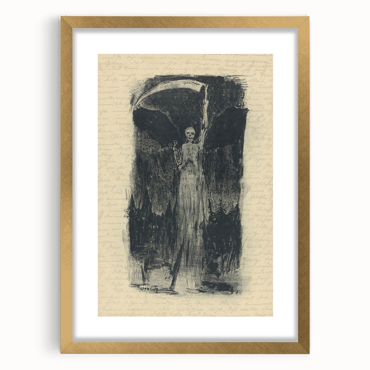 Mysterious Gothic Artworks – Vintage Gothic Print of Grim Reaper Figure