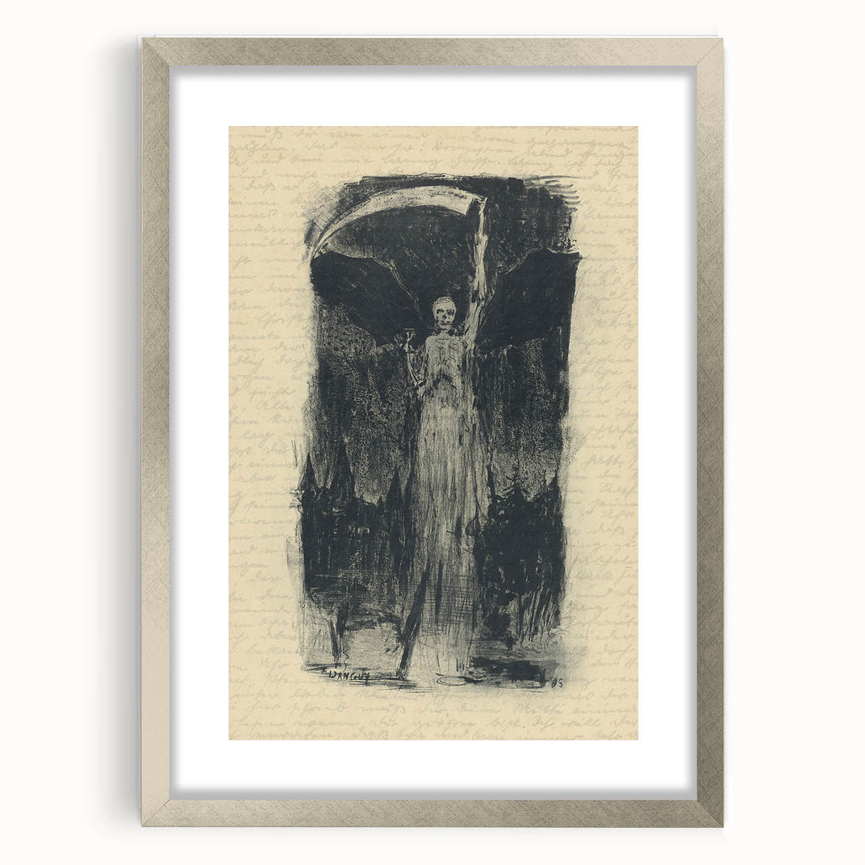 Mysterious Gothic Artworks – Vintage Gothic Print of Grim Reaper Figure