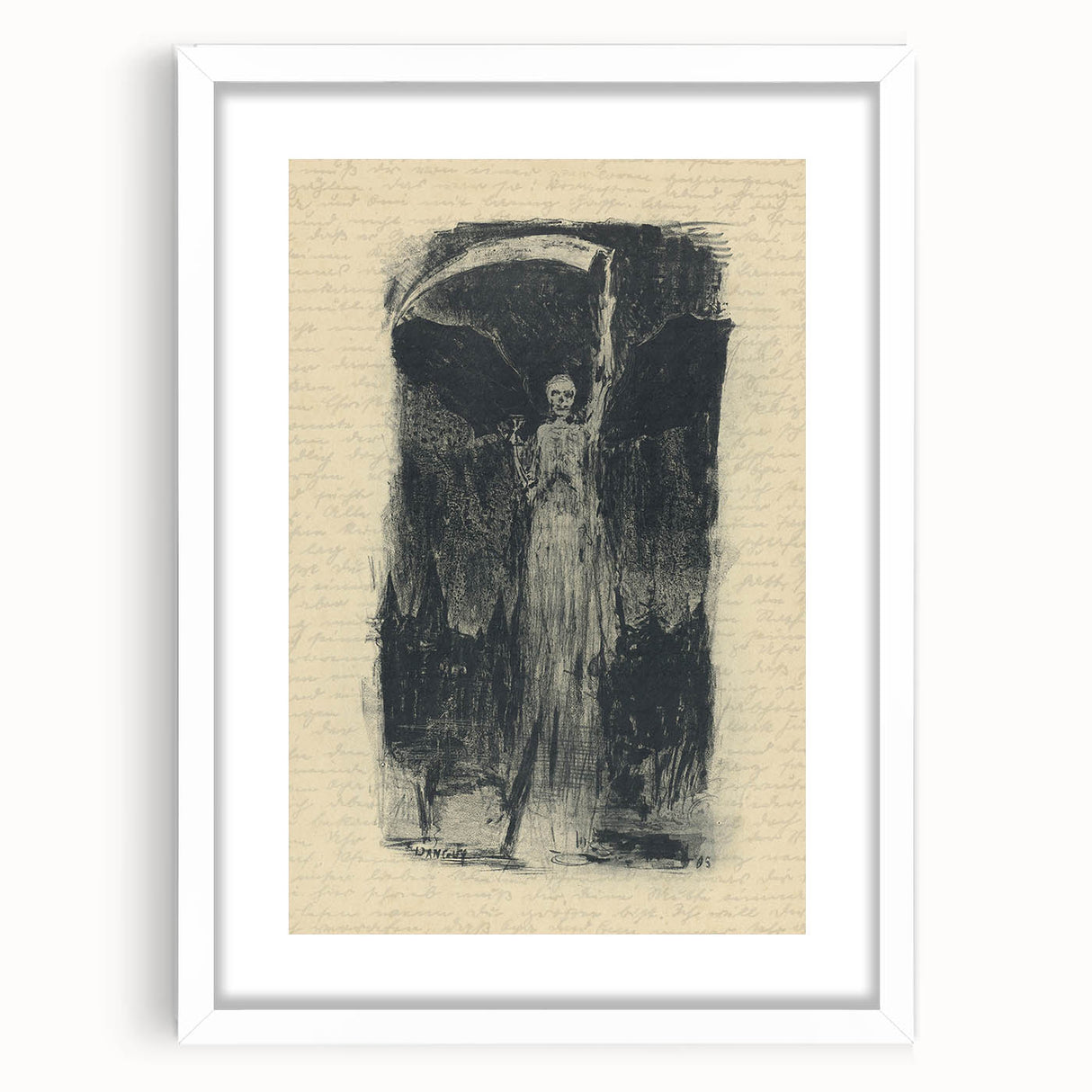 Mysterious Gothic Artworks – Vintage Gothic Print of Grim Reaper Figure