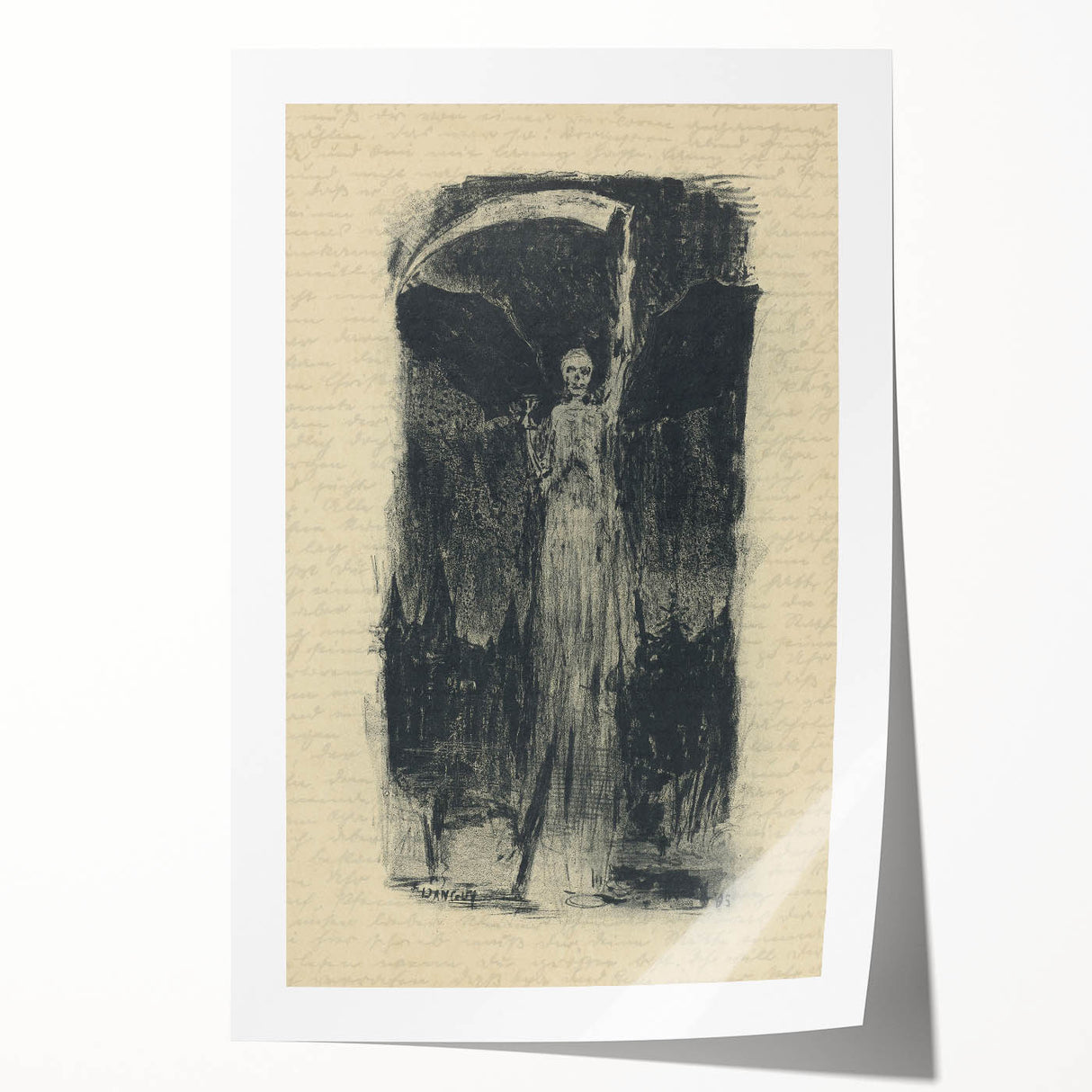 Mysterious Gothic Artworks – Vintage Gothic Print of Grim Reaper Figure