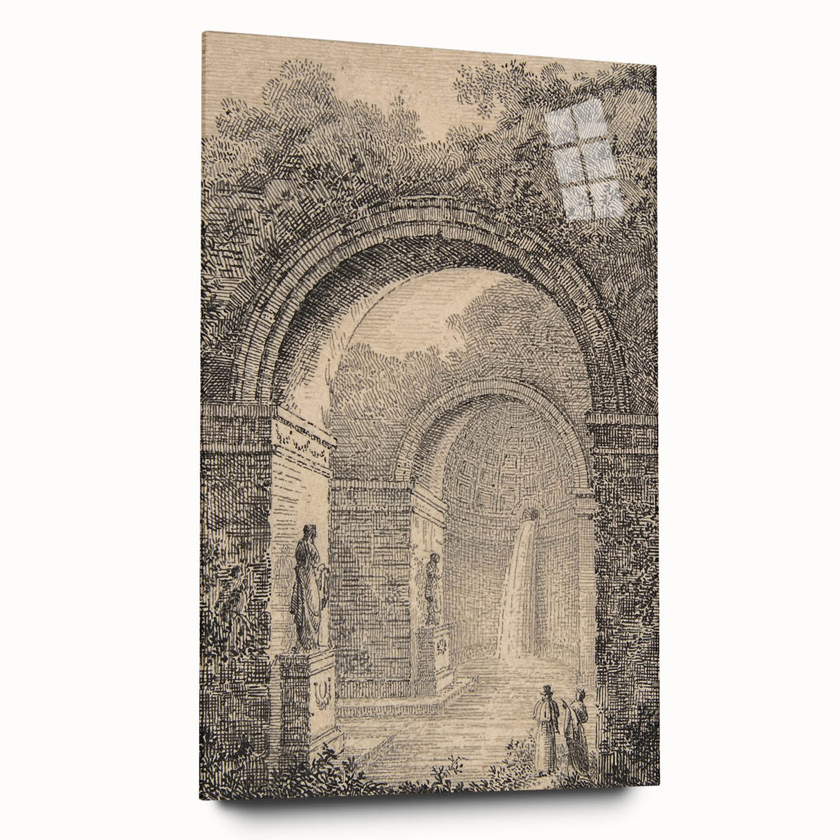 Medieval Gothic Canvas – Vintage Gothic Archway and Waterfall Artwork