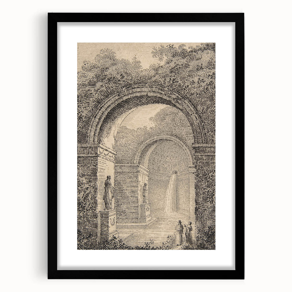 Medieval Gothic Canvas – Vintage Gothic Archway and Waterfall Artwork