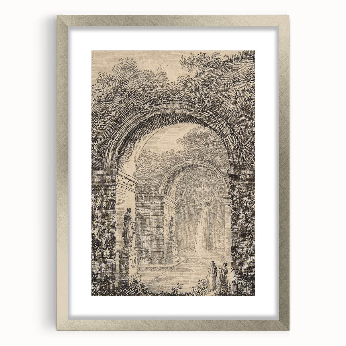 Medieval Gothic Canvas – Vintage Gothic Archway and Waterfall Artwork