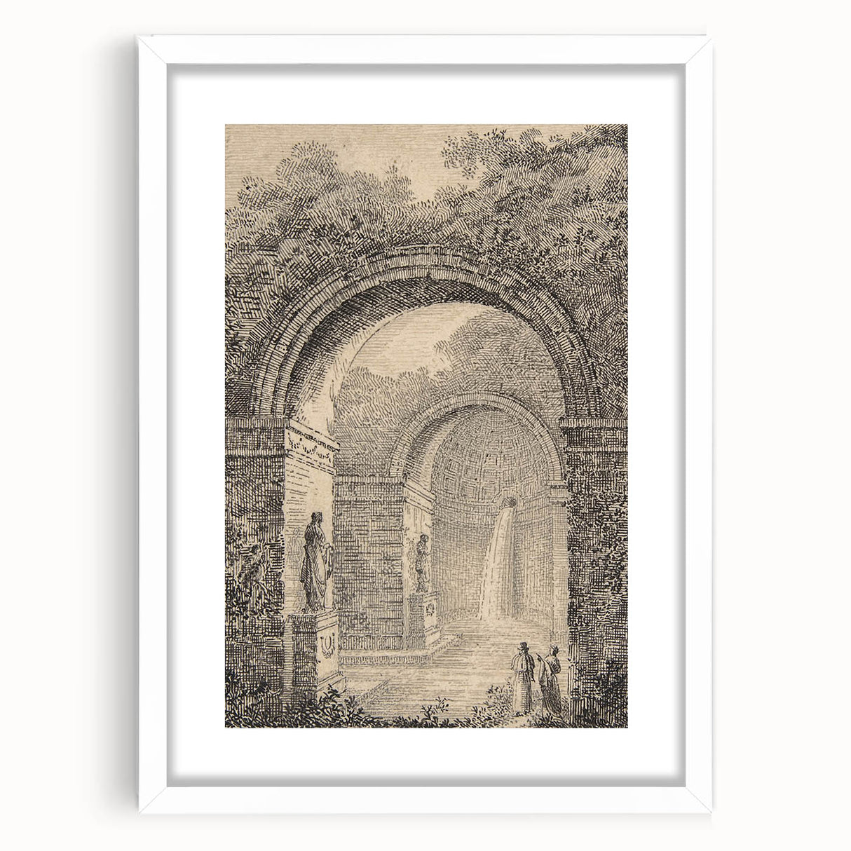 Medieval Gothic Canvas – Vintage Gothic Archway and Waterfall Artwork
