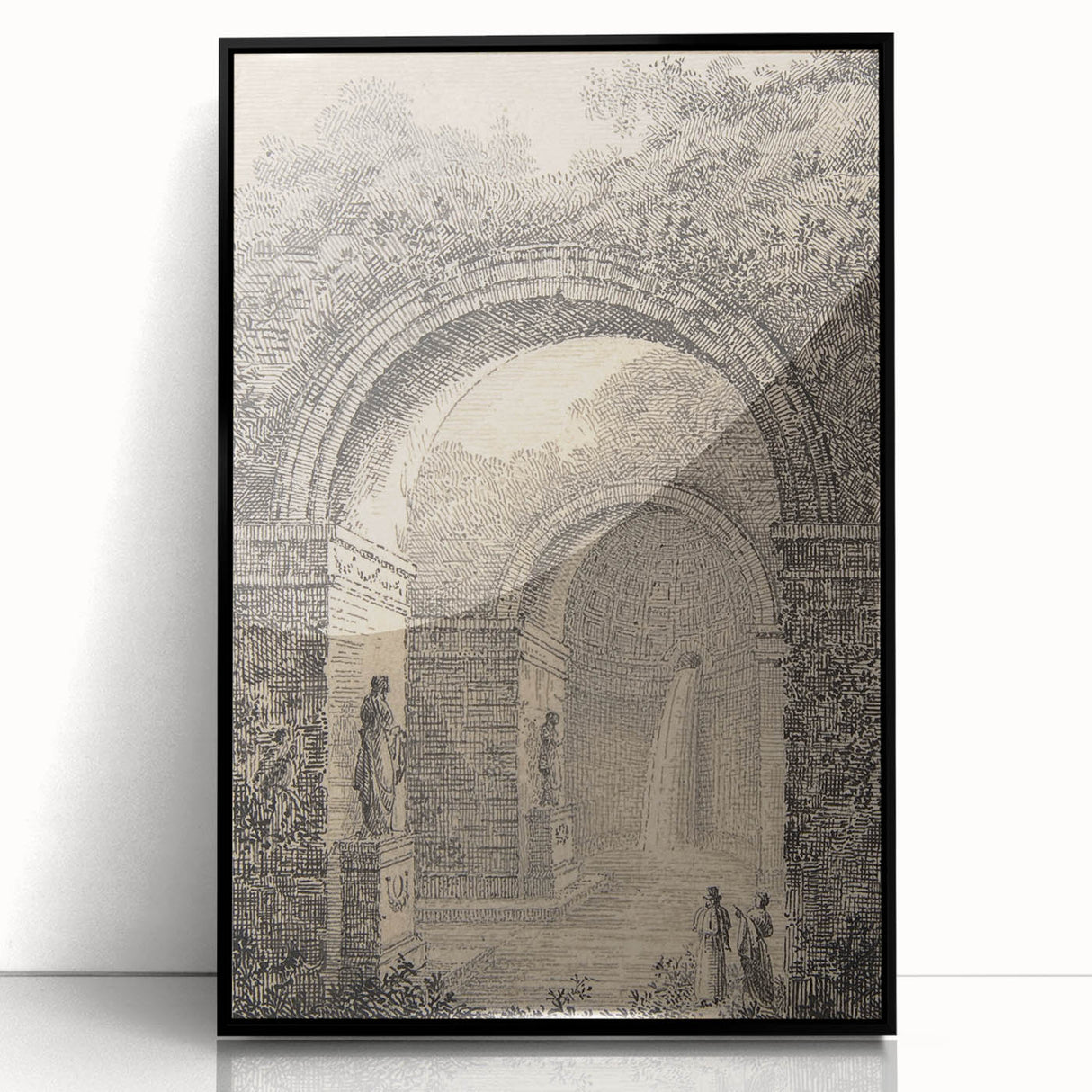 Medieval Gothic Canvas – Vintage Gothic Archway and Waterfall Artwork