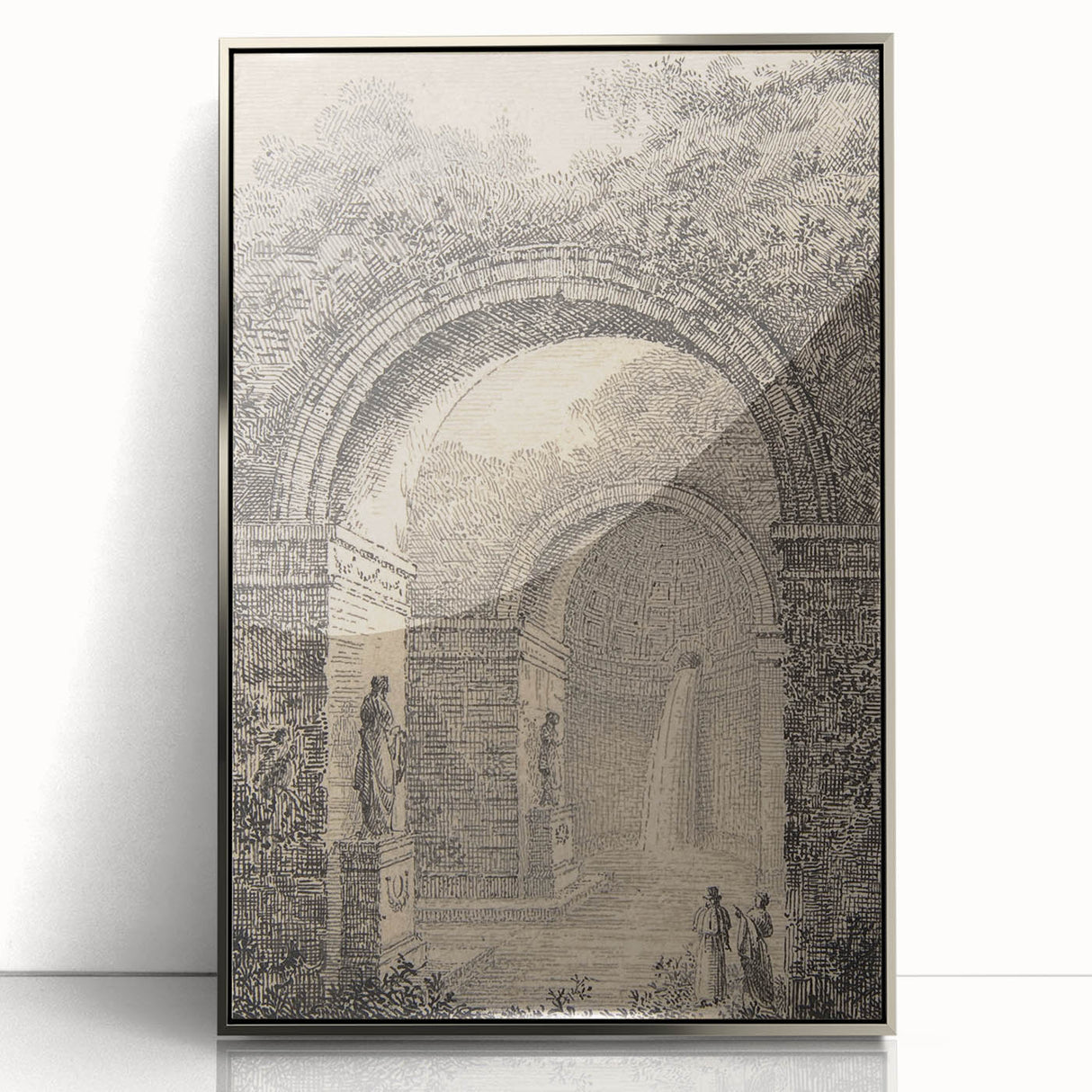 Medieval Gothic Canvas – Vintage Gothic Archway and Waterfall Artwork
