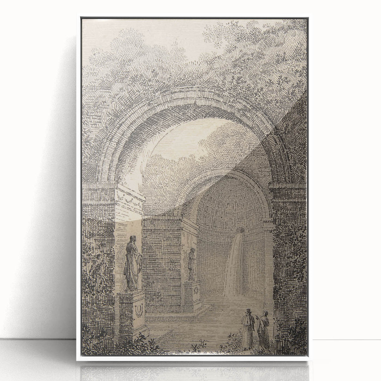 Medieval Gothic Canvas – Vintage Gothic Archway and Waterfall Artwork