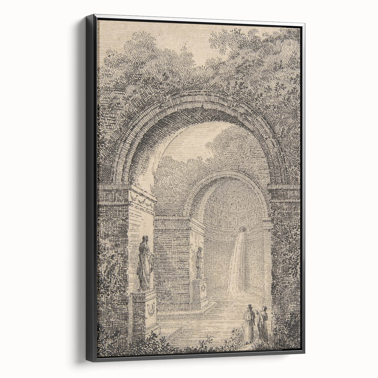 Medieval Gothic Canvas – Vintage Gothic Archway and Waterfall Artwork