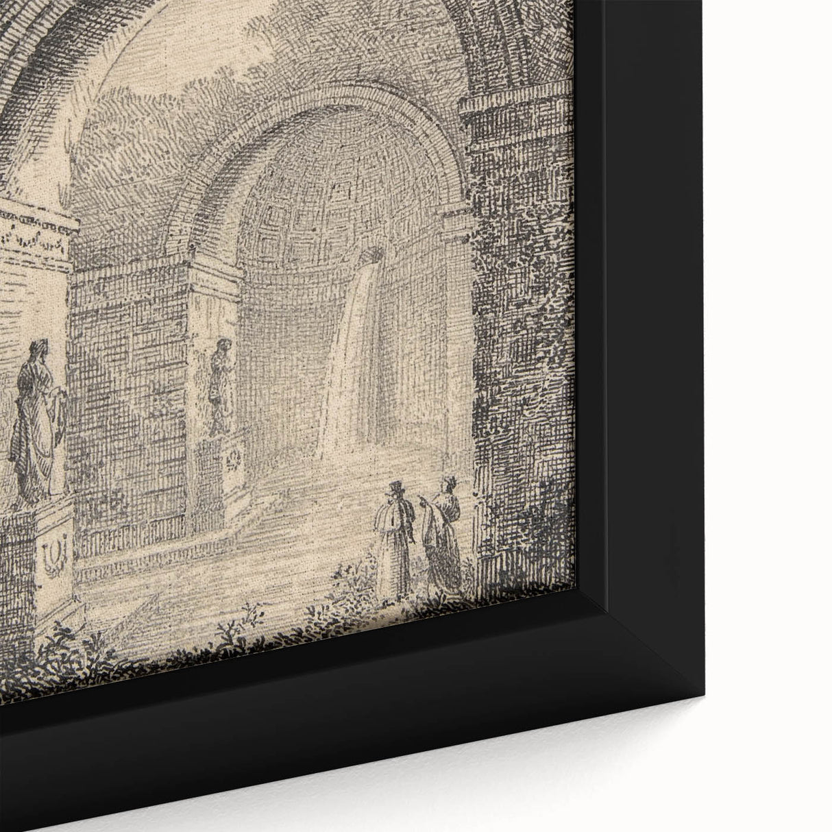 Medieval Gothic Canvas – Vintage Gothic Archway and Waterfall Artwork