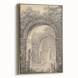 Medieval Gothic Canvas – Vintage Gothic Archway and Waterfall Artwork