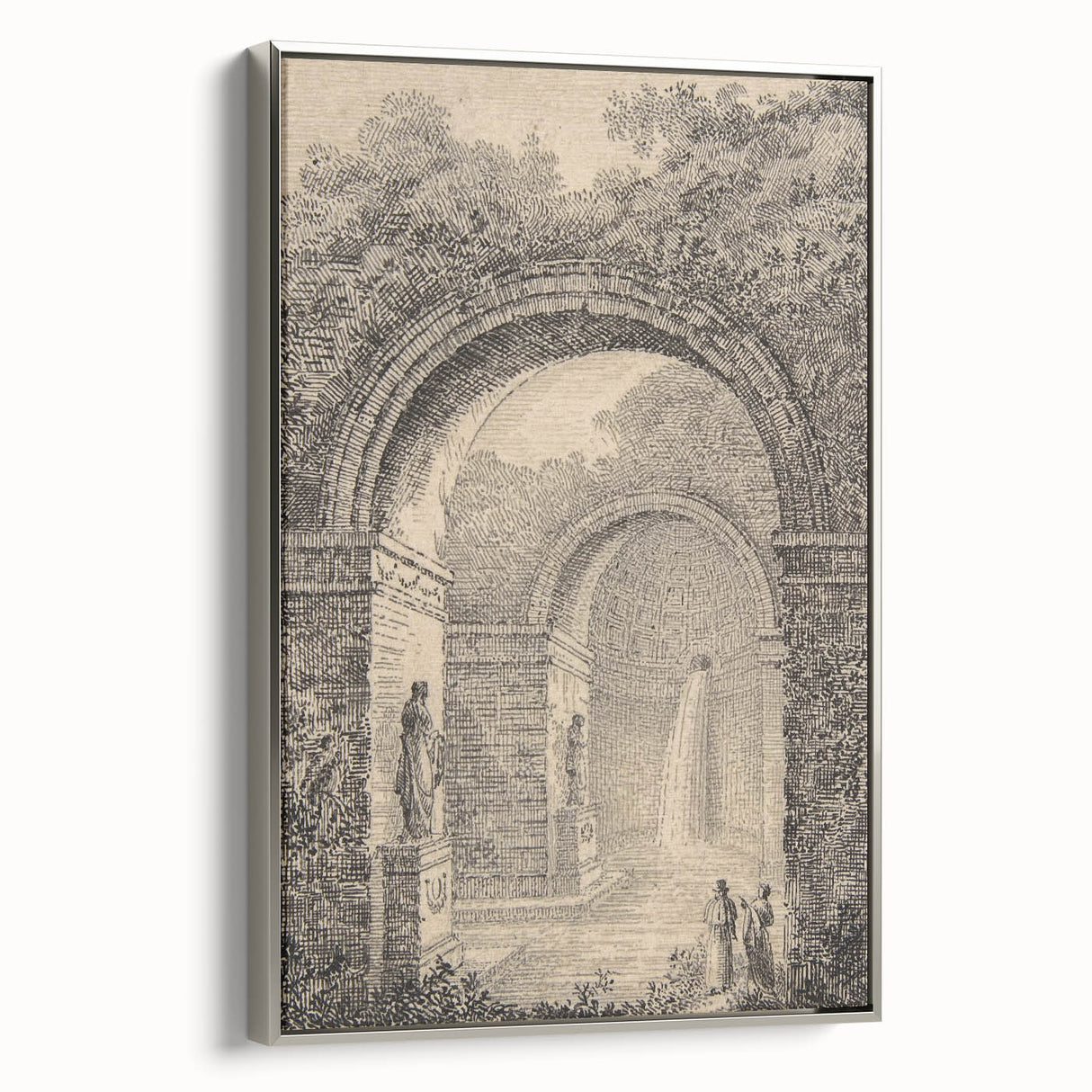 Medieval Gothic Canvas – Vintage Gothic Archway and Waterfall Artwork