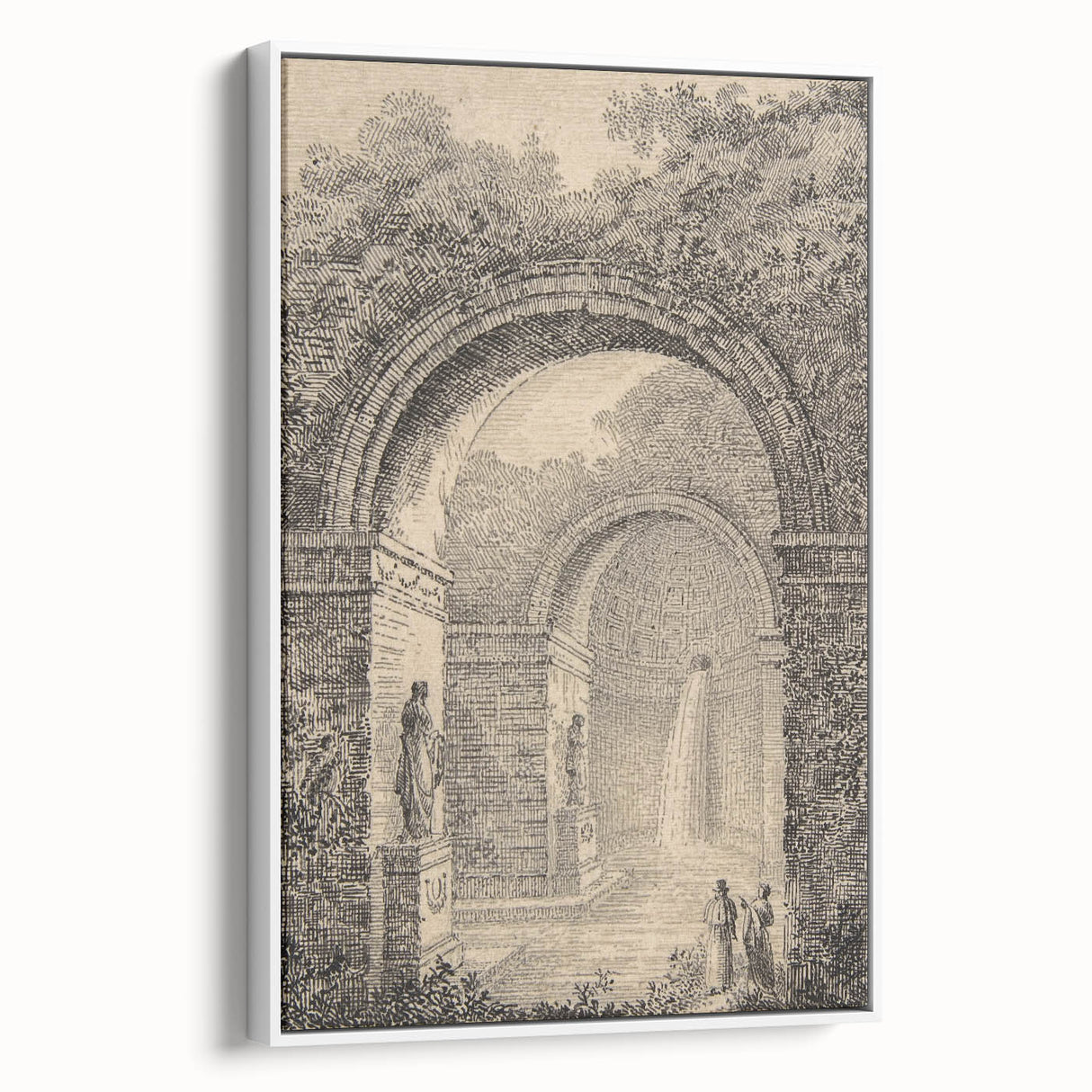 Medieval Gothic Canvas – Vintage Gothic Archway and Waterfall Artwork