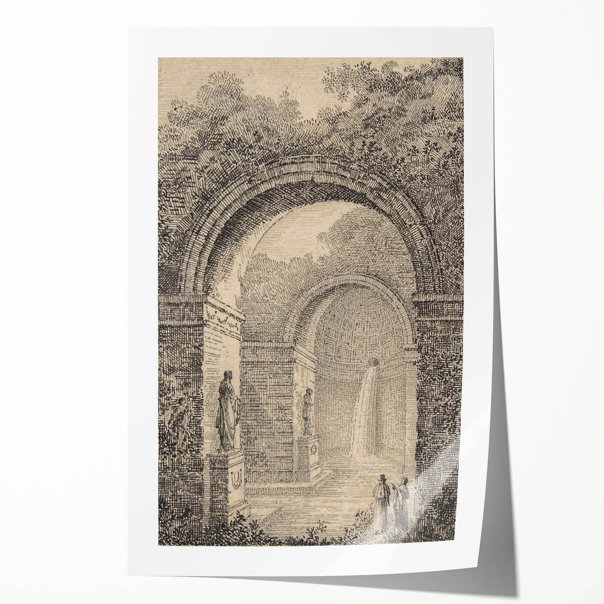 Medieval Gothic Canvas – Vintage Gothic Archway and Waterfall Artwork