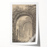 Medieval Gothic Canvas – Vintage Gothic Archway and Waterfall Artwork