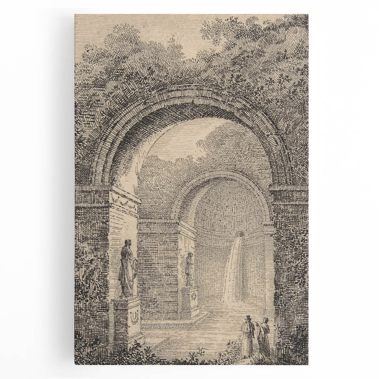 Medieval Gothic Canvas – Vintage Gothic Archway and Waterfall Artwork