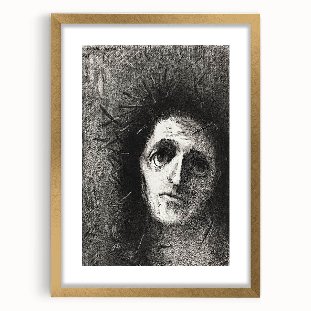 Gothic Wall Art – Mysterious Gothic Print of Thorn-Crowned Figure