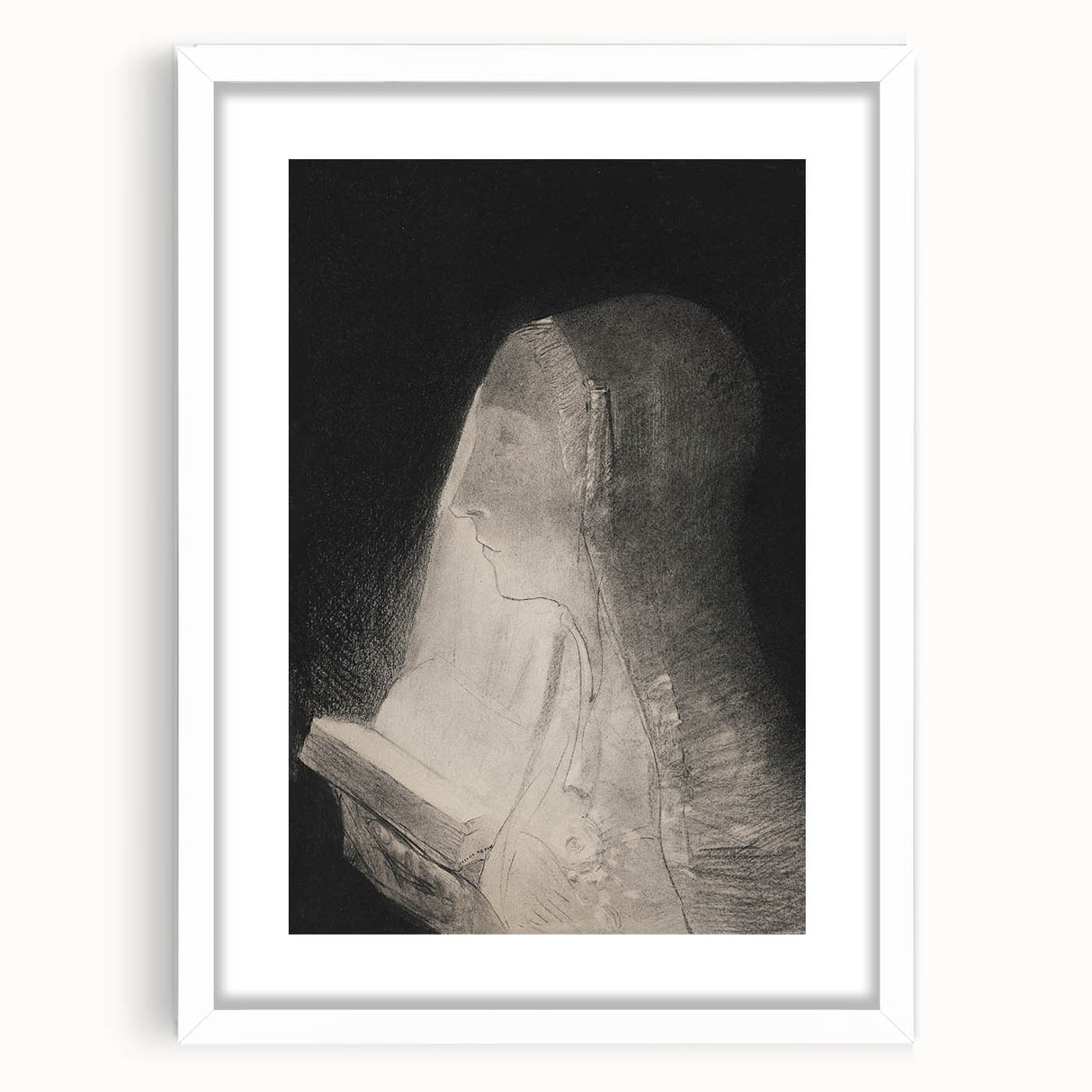 Gothic Wall Art – Vintage Gothic Print of Veiled Woman Reading