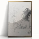 Gothic Wall Art – Intricate Vintage Gothic Sketch of Woman and Symbols