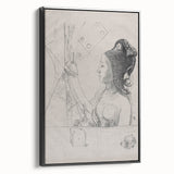 Gothic Wall Art – Intricate Vintage Gothic Sketch of Woman and Symbols