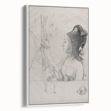 Gothic Wall Art – Intricate Vintage Gothic Sketch of Woman and Symbols