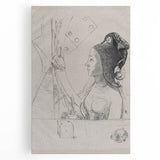 Gothic Wall Art – Intricate Vintage Gothic Sketch of Woman and Symbols