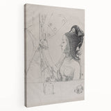Gothic Wall Art – Intricate Vintage Gothic Sketch of Woman and Symbols