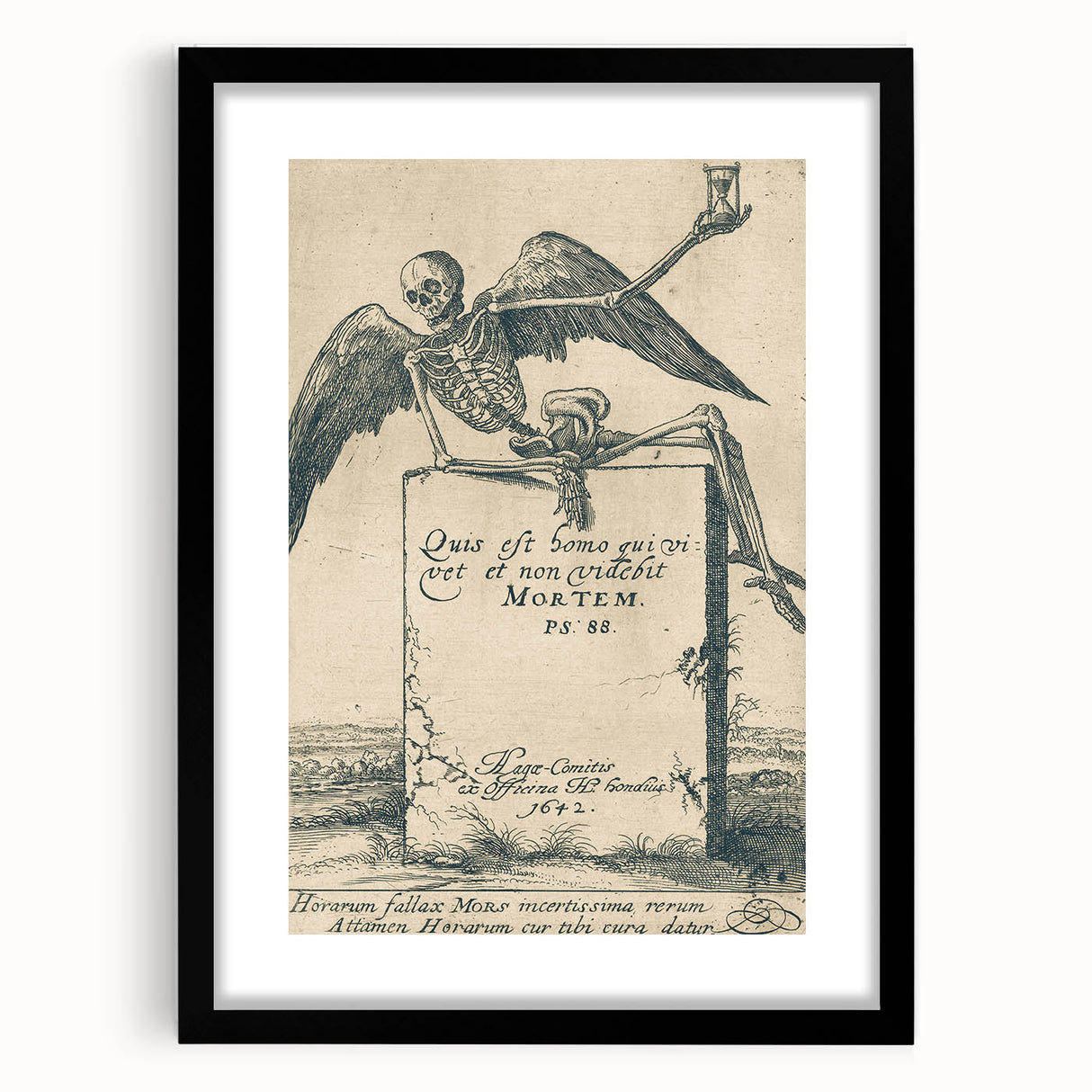 Dark Gothic Skeleton Art - Vintage Memento Mori Gothic Wall Print