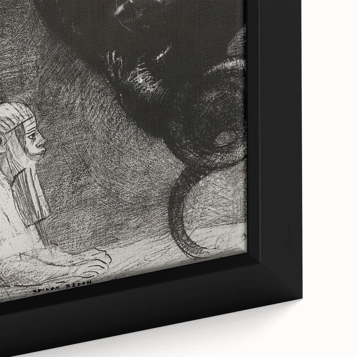 Gothic Wall Art – Vintage Gothic Print of Sphinx and Dark Figure