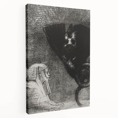 Gothic Wall Art – Vintage Gothic Print of Sphinx and Dark Figure