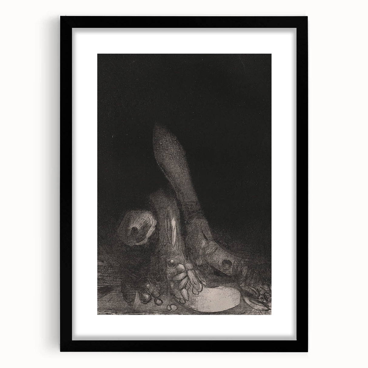 Gothic Wall Art – Dark Gothic Sketch of Feet in Shadowy Detail