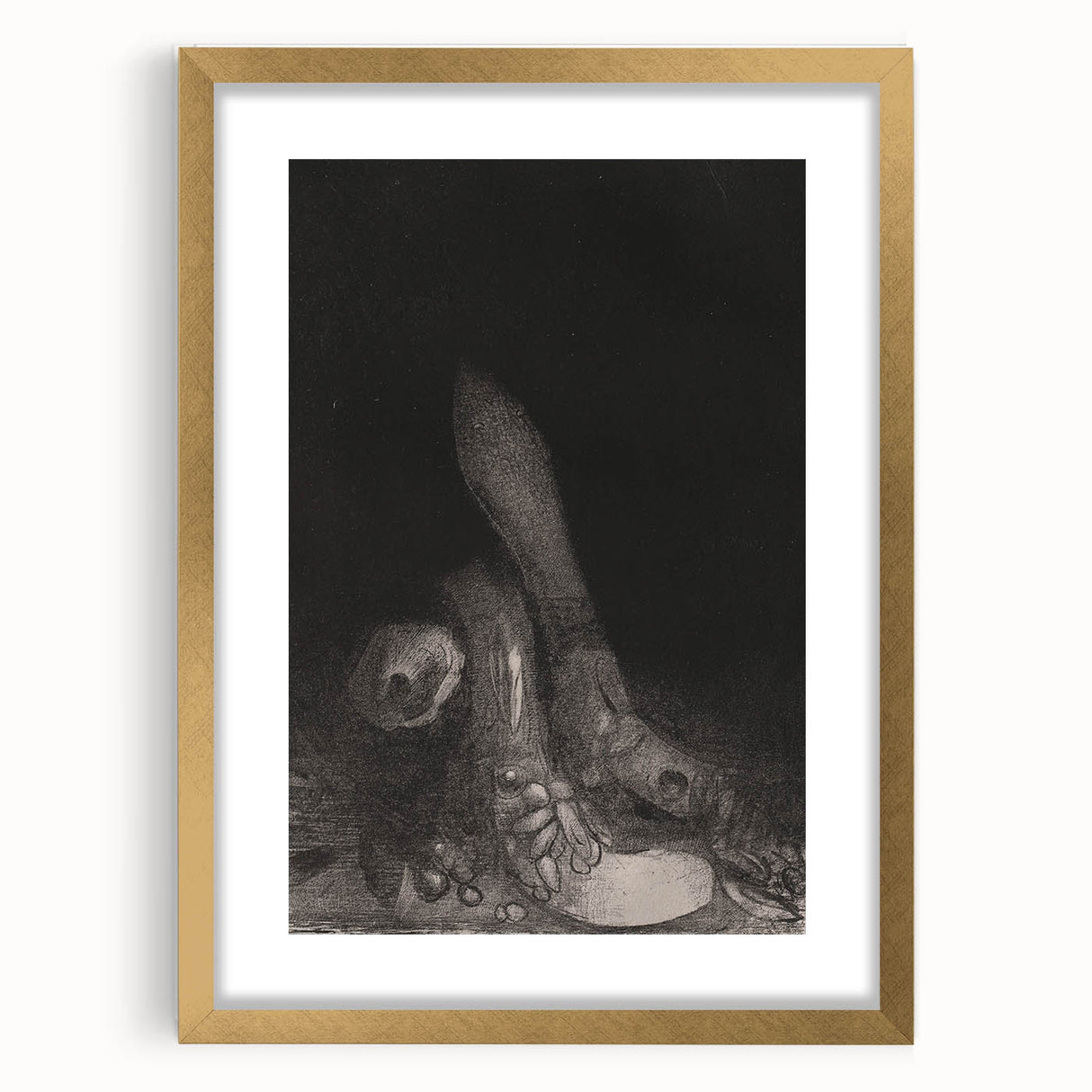 Gothic Wall Art – Dark Gothic Sketch of Feet in Shadowy Detail